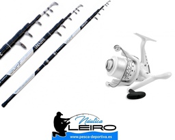 Combo Surfcasting Telescópico Caña Long Beach, Carrete Nightfall y Nylon